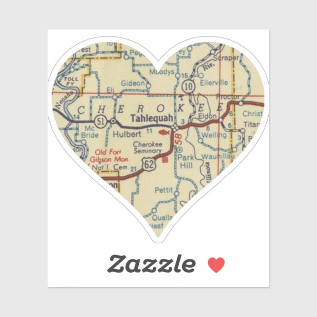 Tahlequah OK Karta Klistermärken (Ark)