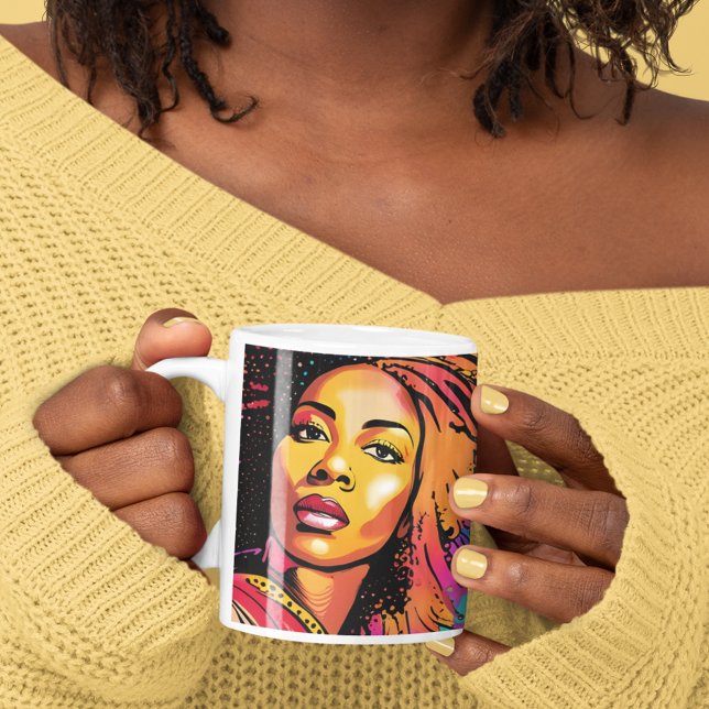Tahlia BeSnyval Black Woman Pop Art Stil Kaffemugg (Add a splash of color to your day with this pop art style coffee mug!)