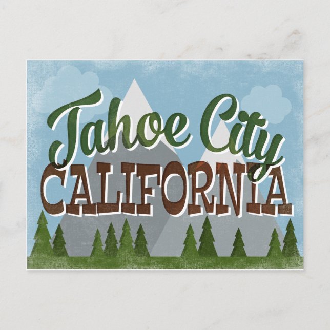 Tahoe City California Roligt Retro Snowy Mountains Vykort (Framsida)
