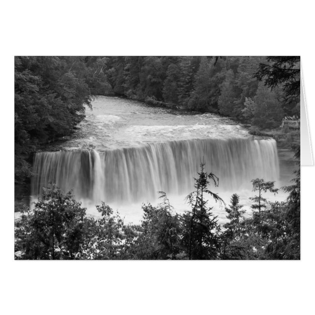 Tahquamenon Upper Falls Grayscale OBS Kort (Framsidan Horizontal)