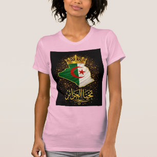 Tahya El Djazair Krona – Guld Lang Liv Algeriet T Shirt
