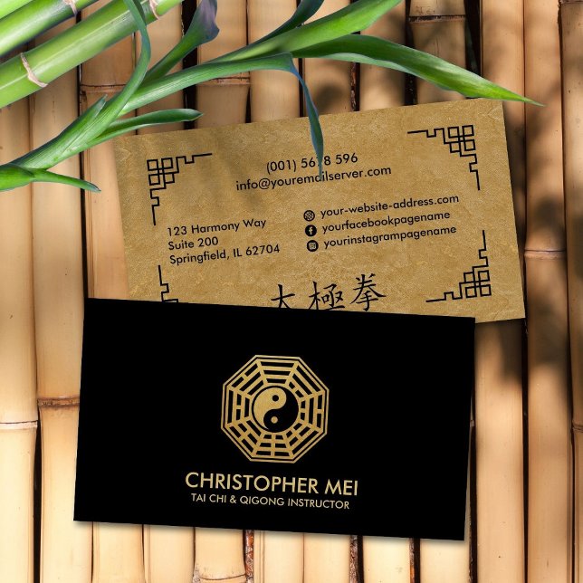 Tai Chi Bagua karta svart och guld Visitkort (Skapare uppladdad)