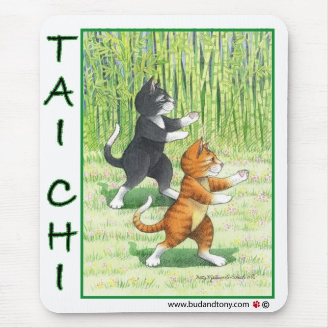 Tai Chi Cats Mouse Pad Musmatta (Framsidan)