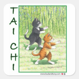 Tai Chi Cats Sticker Bud & Tony Fyrkantigt Klistermärke