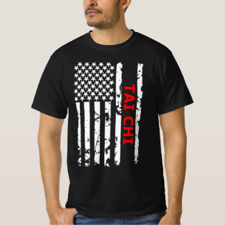 Tai Chi Coola Black and White USA flagga T Shirt
