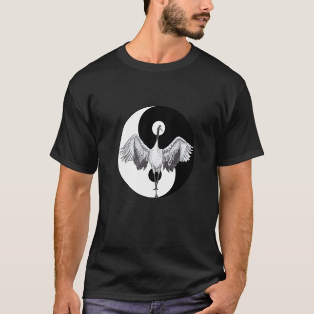 Tai Chi Crane Pose Sketch T Shirt (Framsida)