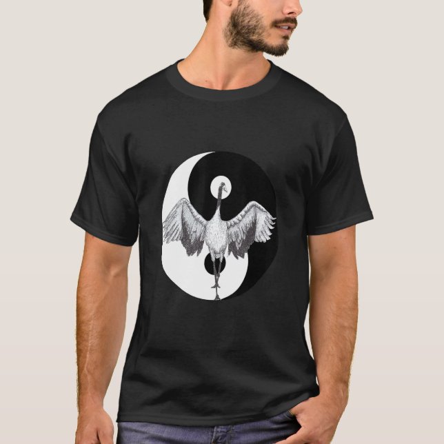 Tai Chi Crane Pose Sketch T Shirt (Framsida)