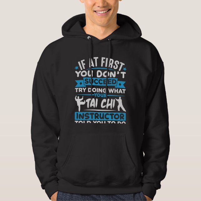 Tai Chi Fighter Silhouette Martial Arts Quote Hoodie (Framsida)