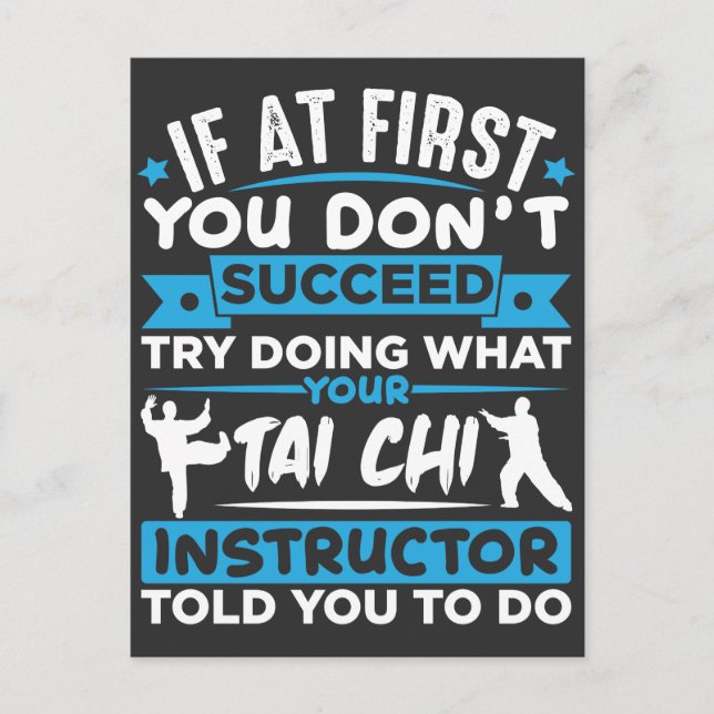 Tai Chi Fighter Silhouette Martial Arts Quote Vykort (Framsida)