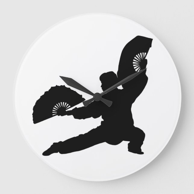 Tai Chi Fläkt Wall Clock Stor Klocka (Framsida)