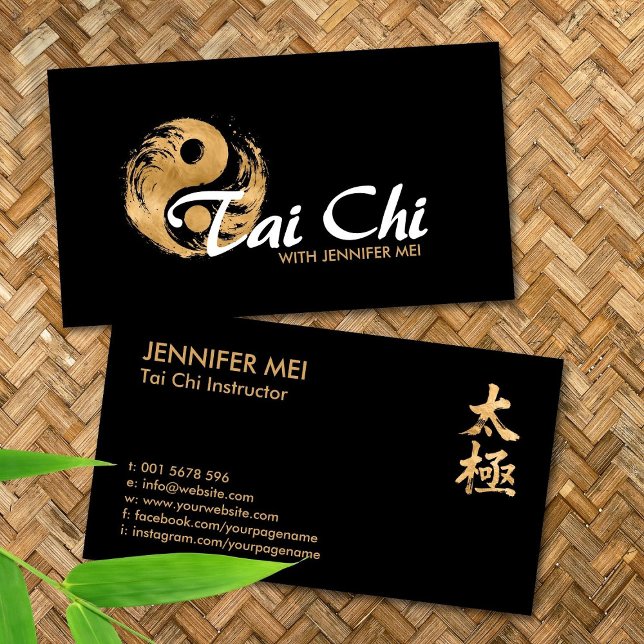 Tai Chi Golden Yin Yang Visitkort (Skapare uppladdad)