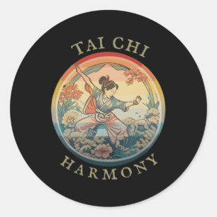 Tai Chi Historic Teckning Harmony Flow Runt Klistermärke