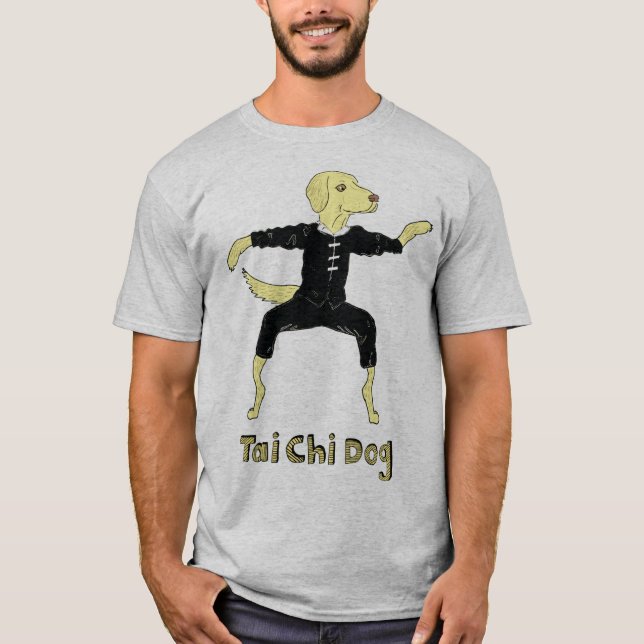 Tai Chi Hund Golden Labrador gul lab T Shirt (Framsida)
