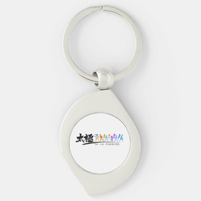 Tai Chi kung fu(功 夫) Swirl Silverfärgad Nyckelring (Framsidan)