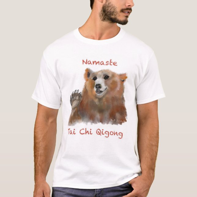 Tai Chi Qigong Bear White T Shirt (Framsida)