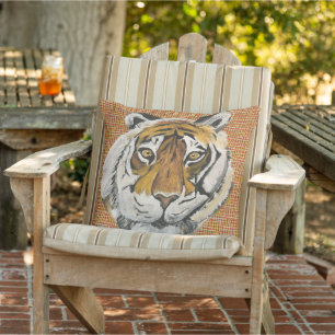 Tai Chi Tiger Acrylic Painting, Digital Enh. Kudde