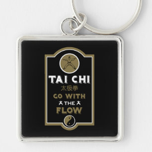 Tai Chi-utövarpresent Fyrkantig Silverfärgad Nyckelring