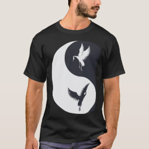 Tai Chi White Crane Yin Yang Qi Gong Chinese White T Shirt