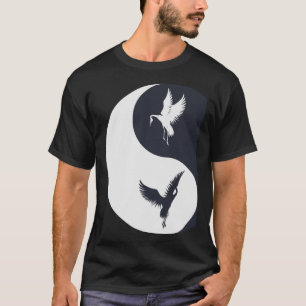 Tai Chi White Crane Yin Yang Qi Gong Chinese White T Shirt