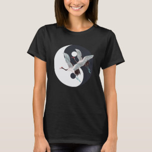 Tai Chi White Crane Yin Yang Qi Gong Chinese White T Shirt