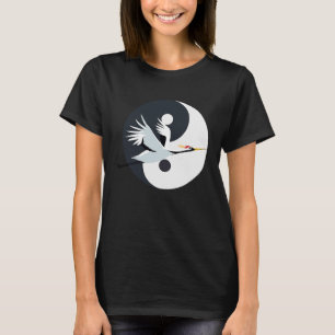 Tai Chi White Crane Yin Yang Qi Gong Chinese White T Shirt