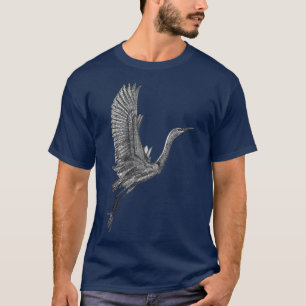 Tai Chi White Flies Crane Qi Gong Illustration T Shirt