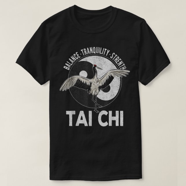 Tai Chi Yin Yang Crane Chinese Martial Arts Retro T Shirt (Design framsida)