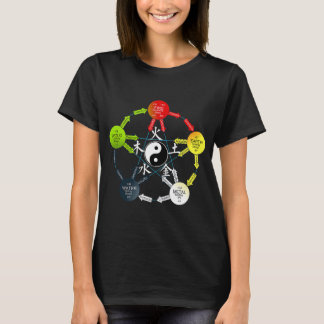 Tai Chi Yin Yang Fem Inslag kinesiska T Shirt