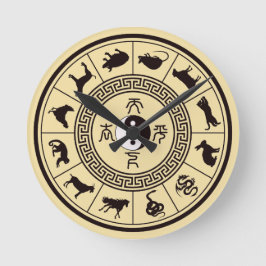Tai Chi Zodiac Wheel Rund Klocka