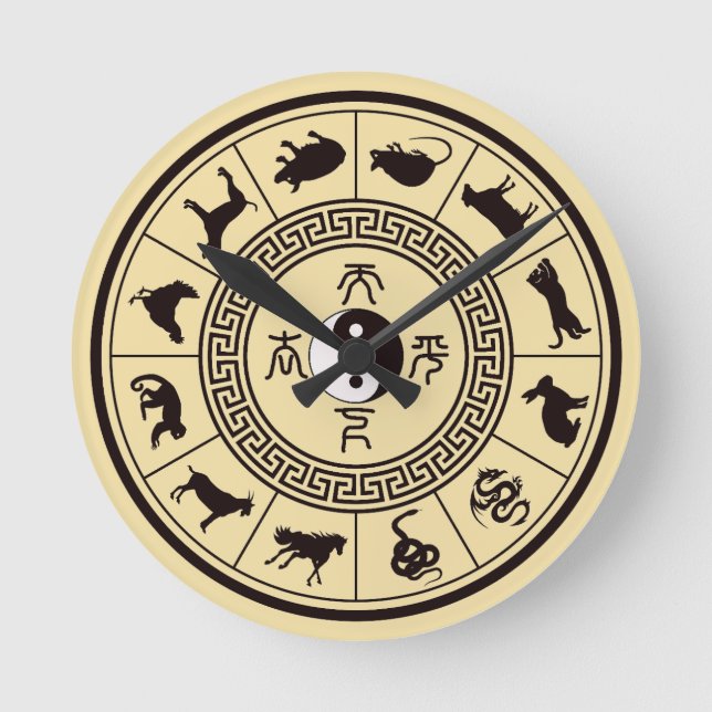 Tai Chi Zodiac Wheel Rund Klocka (Framsida)