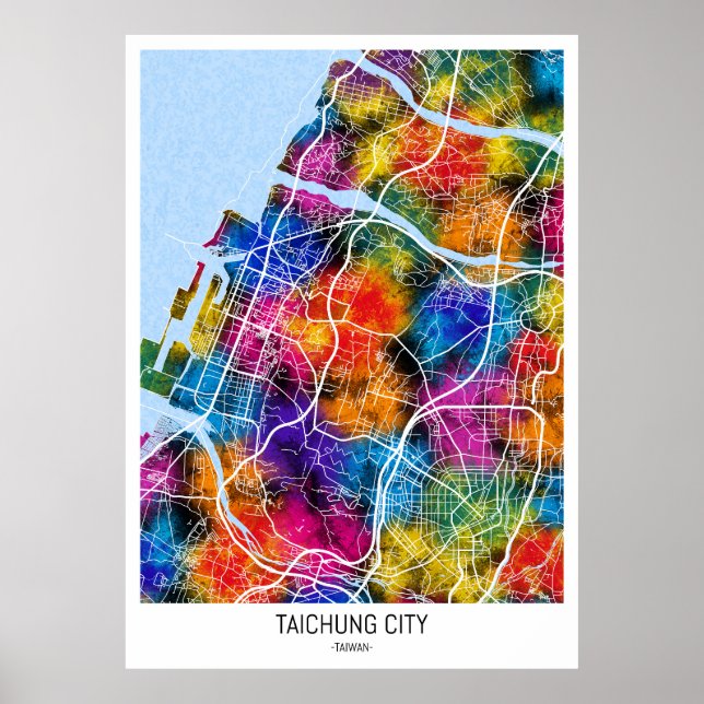 Taichung City Taiwan City Karta Poster (Framsidan)