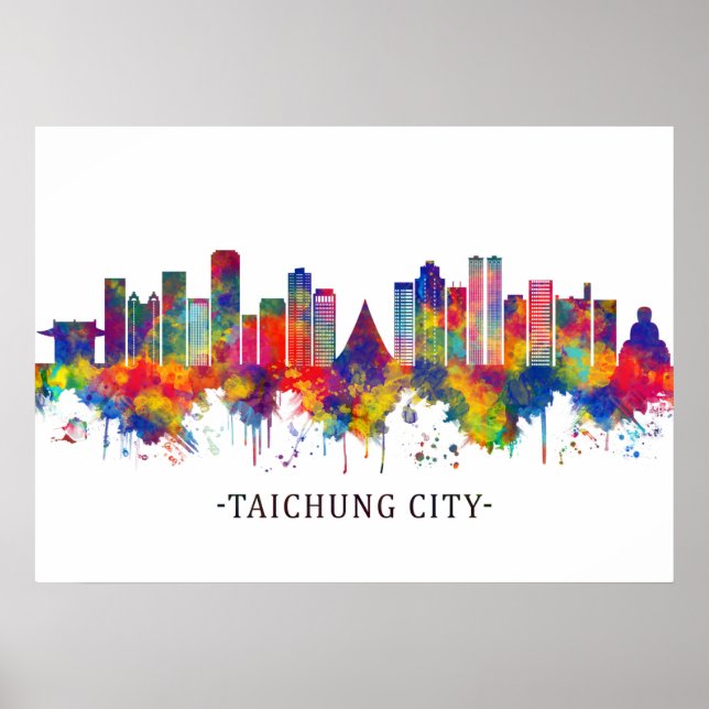 Taichung City Taiwan Skyline Poster (Framsidan)