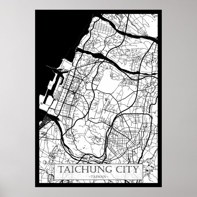 Taichung City Taiwan Stadskarta Poster (Framsidan)