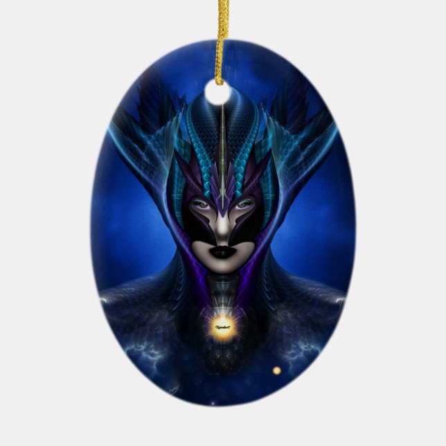 Taidushan Sai Shadow Blue Ceramic Oval Ornament (Framsidan)