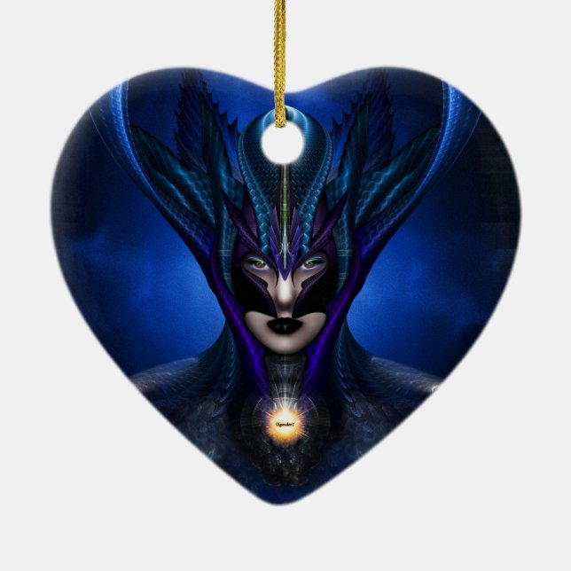 Taidushan Sai Shadow Blue RB Porträtt Julgransprydnad Keramik (Baksidan)