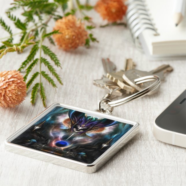 Taidushan Sai Spirit of Power WD Fyrkantig Silverfärgad Nyckelring (Sidan)