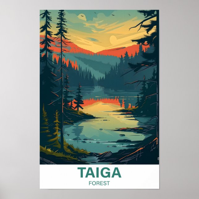 Taiga Forest Illustration Travel Poster (Framsidan)