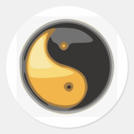 Taijitu_gult Runt Klistermärke