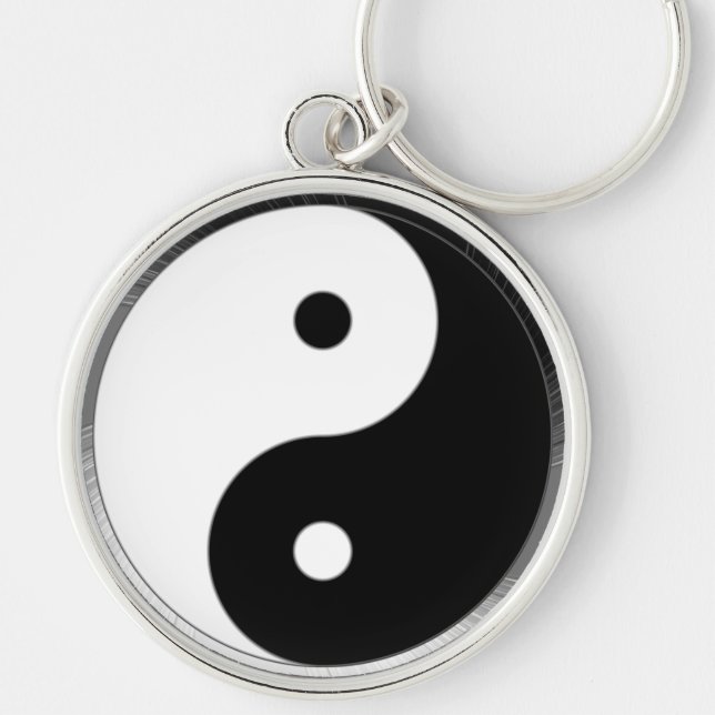 Taijitu Rund Silverfärgad Nyckelring (Framsidan)