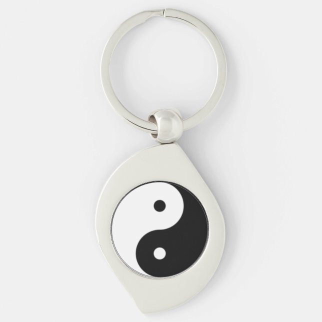 Taijitu Swirl Silverfärgad Nyckelring (Framsidan)