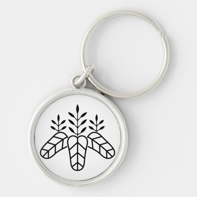 Taiko paulownia rund silverfärgad nyckelring (Framsidan)