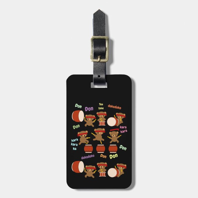 Taiko trummar Kawaii för gåvalegitimationmärkren Bagagebricka (Vertikal Framsida)