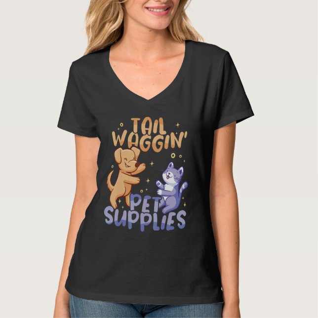 Tail wagginu2019 pet supplies Animal  Pet Store T Shirt (Framsida)