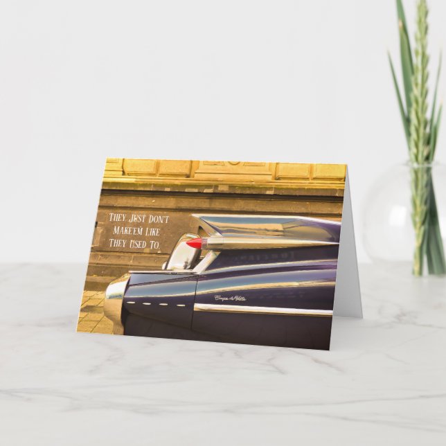Tailfin Classic Car Cadillac Birthday Card Kort (Framsida)