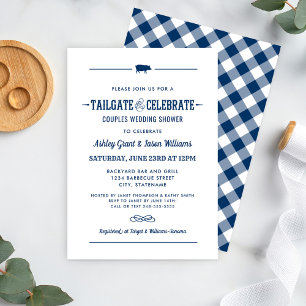 Tailgate and Celebrate Navy Blue Möhippa Inbjudningar