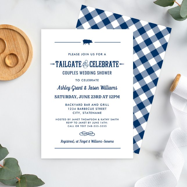 Tailgate and Celebrate Navy Blue Möhippa Inbjudningar (Skapare uppladdad)