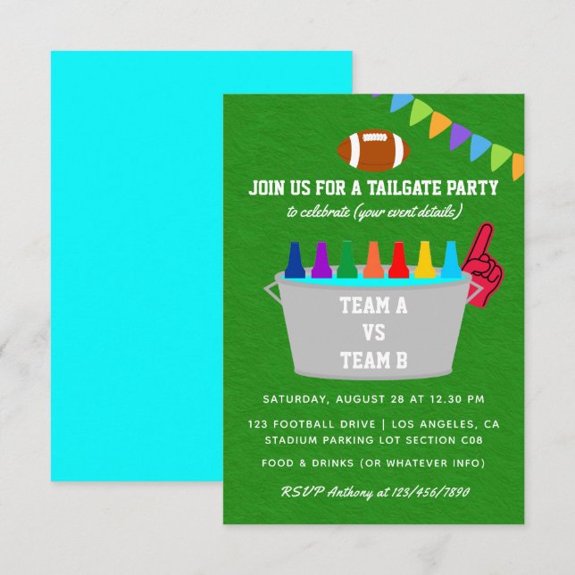 Tailgate Football Match Party Inbjudan (Fram/baksida)