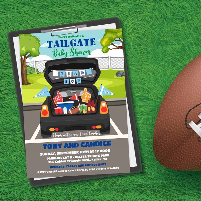 Tailgate-fotboll Baby Shower Par Shower Inbjudningar (Skapare uppladdad)