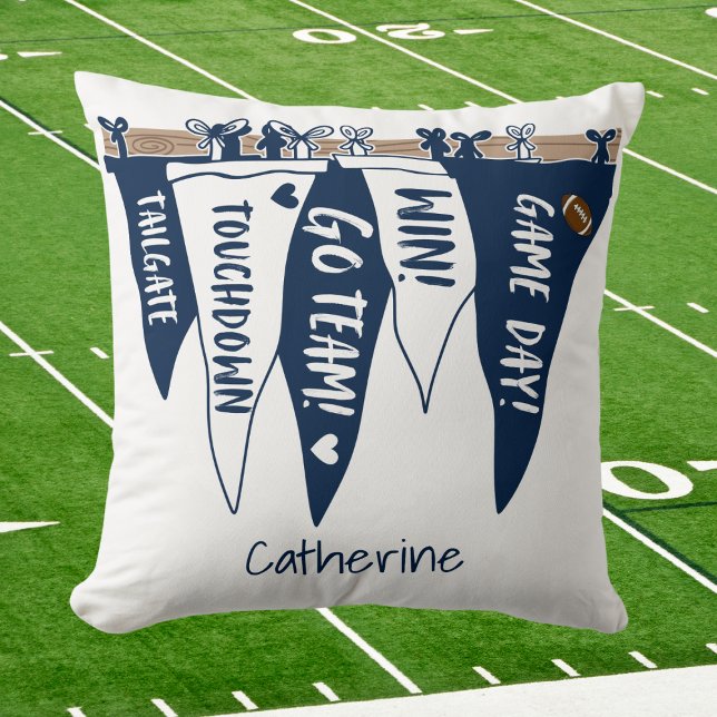 Tailgate Team Decor för marinvit speldag Kudde (Skapare uppladdad)
