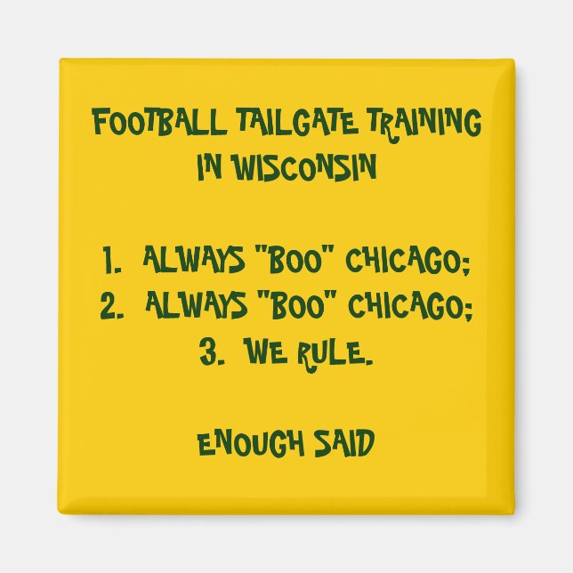 TAILGATUTBILDNING I WISCONSIN MAGNET (Framsidan)